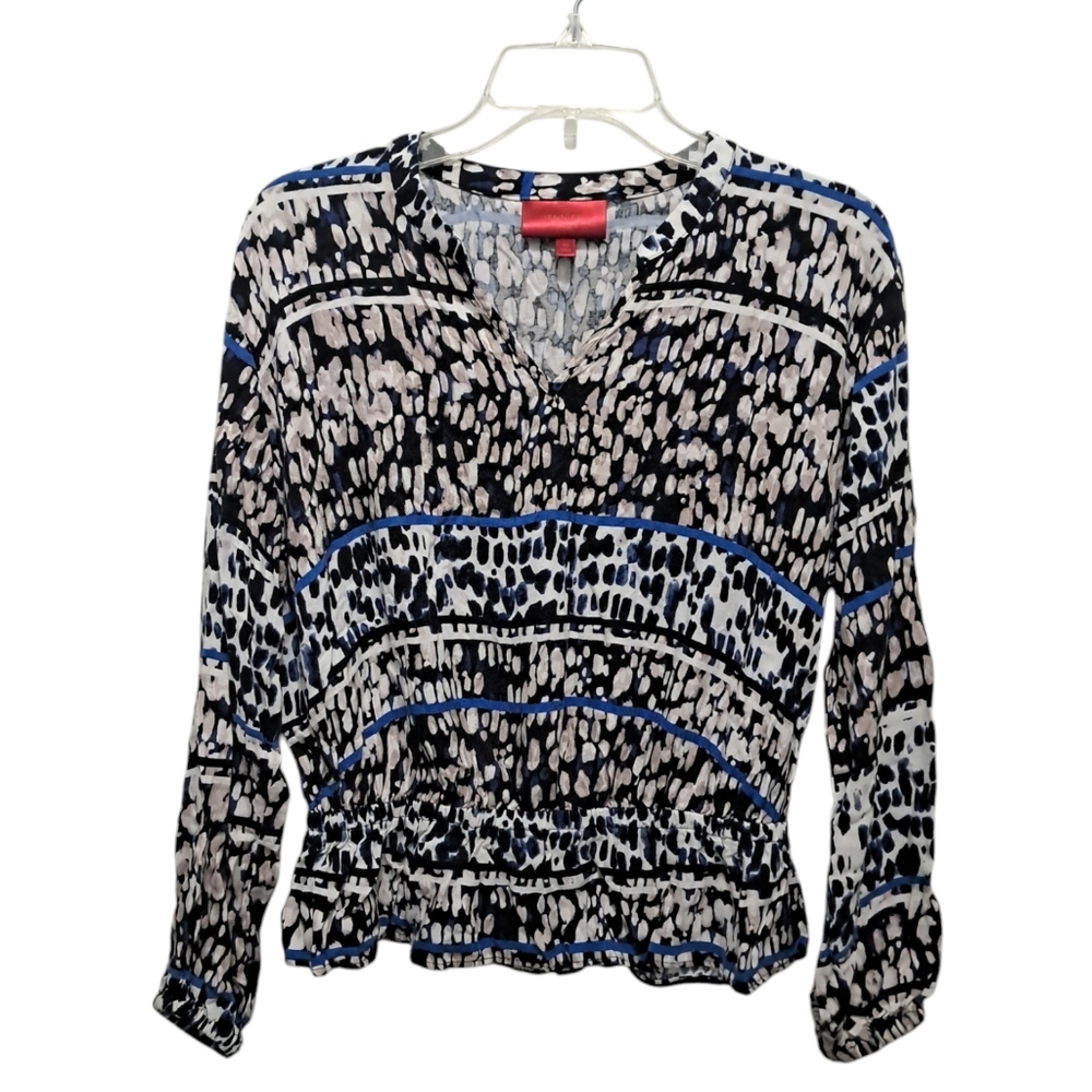 Jennifer Lopez Blouse Long Sleeves Size XS Multicolor 100% Rayón Waist Elastic.